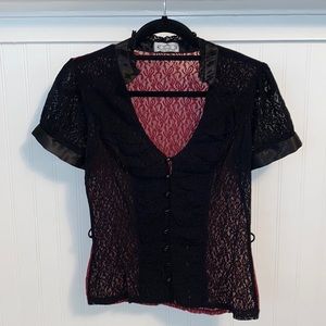 Trixxie Clothing Company Black And Maroon Lace Top